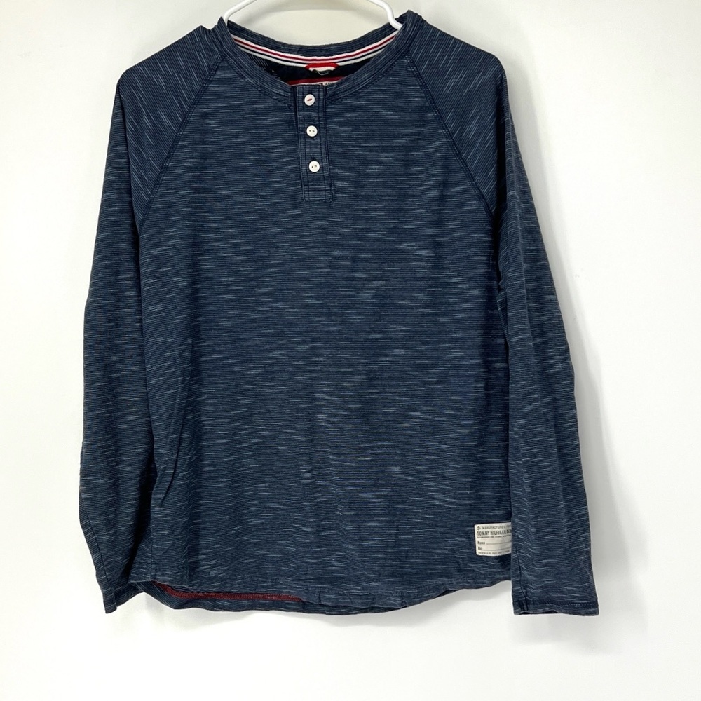 Tommy Hilfiger Blue Long Sleeve Henley t shirt medium